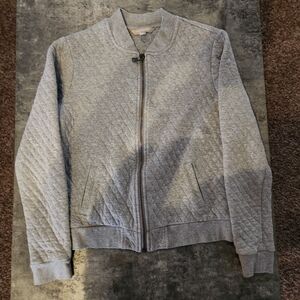 Banana Republic Grey Cotton Bomber Jacket Fishbone Sweater (small)